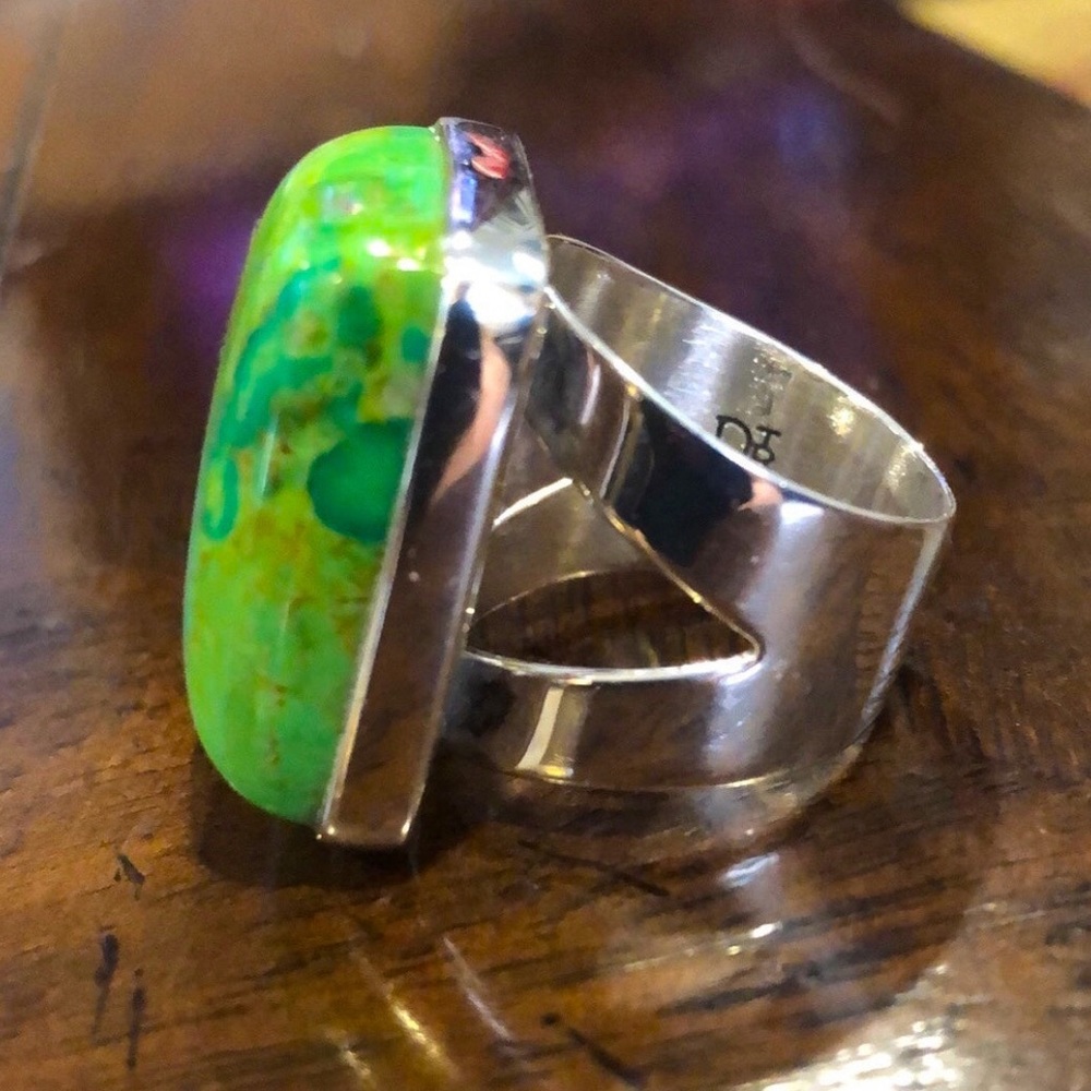 JAY KING DTR Green Turquoise Sterling Silver Cabochon Ring Sz 10 - Picture 14 of 16
